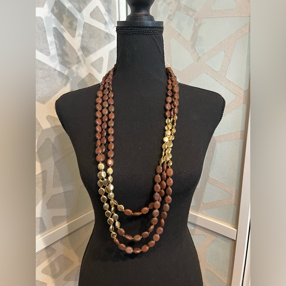 Elegant Brown and Gold Beaded Necklace